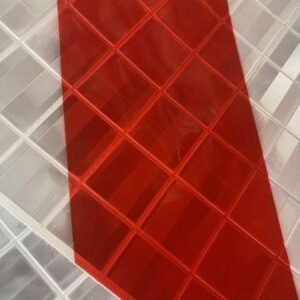 Close-up of red and white prismatic tail lift flag surface