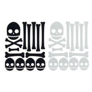 Black and white reflective skull and bone decal kits