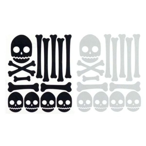 Black and white reflective skull and bone decal kits