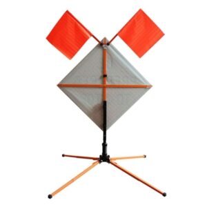 Rear cross supports and folding stand of roll-up warning sign