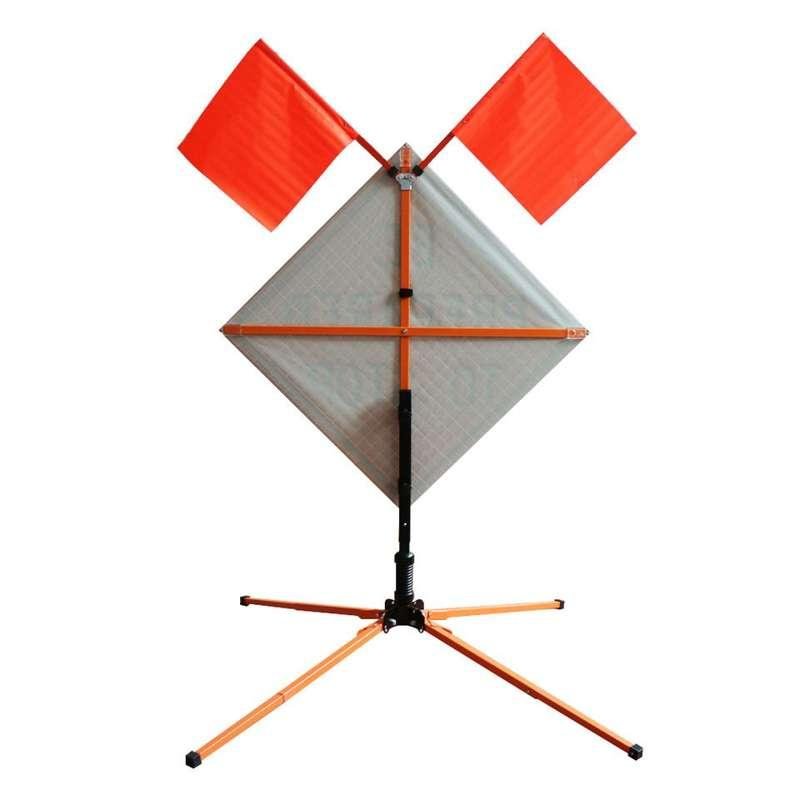 Rear cross supports and folding stand of roll-up warning sign