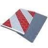 Small reference view of red and white tail lift marker face and dark backing