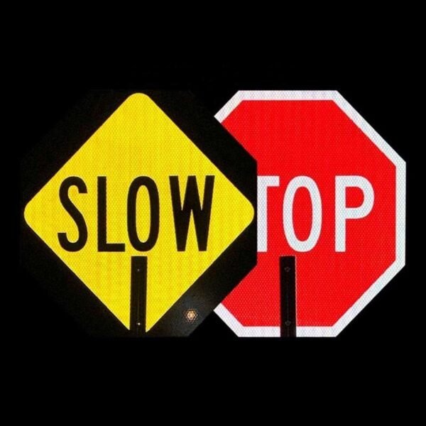 450 mm Reflective STOP/SLOW Sign with Aluminium Handle — product detail