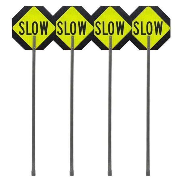 450 mm Reflective STOP/SLOW Sign with Aluminium Handle — product detail