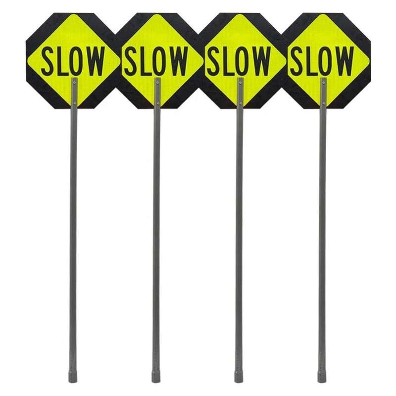 450 mm Reflective STOP/SLOW Sign with Aluminium Handle — product detail