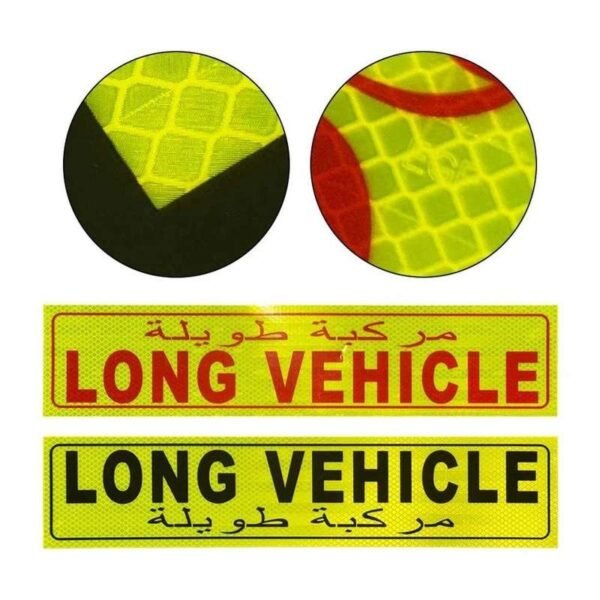 Fluorescent Yellow Reflective LONG VEHICLE Stickers — product detail