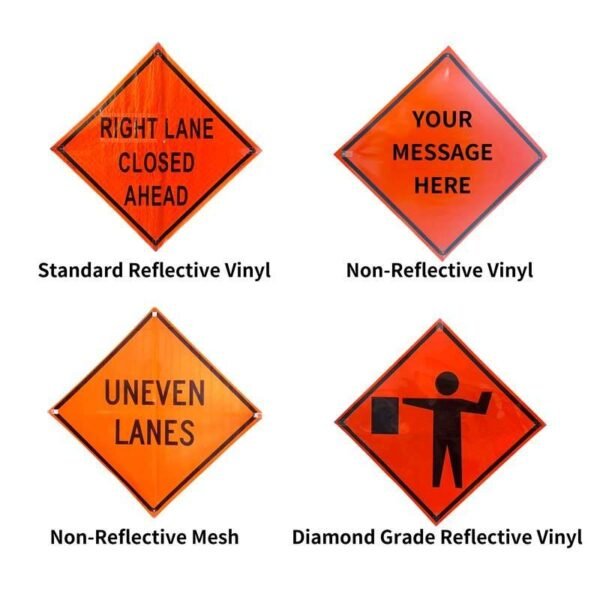 Orange Roll-Up Reflective Flagger Warning Sign — product detail
