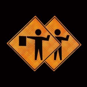 Orange Roll-Up Reflective Flagger Warning Sign — product detail