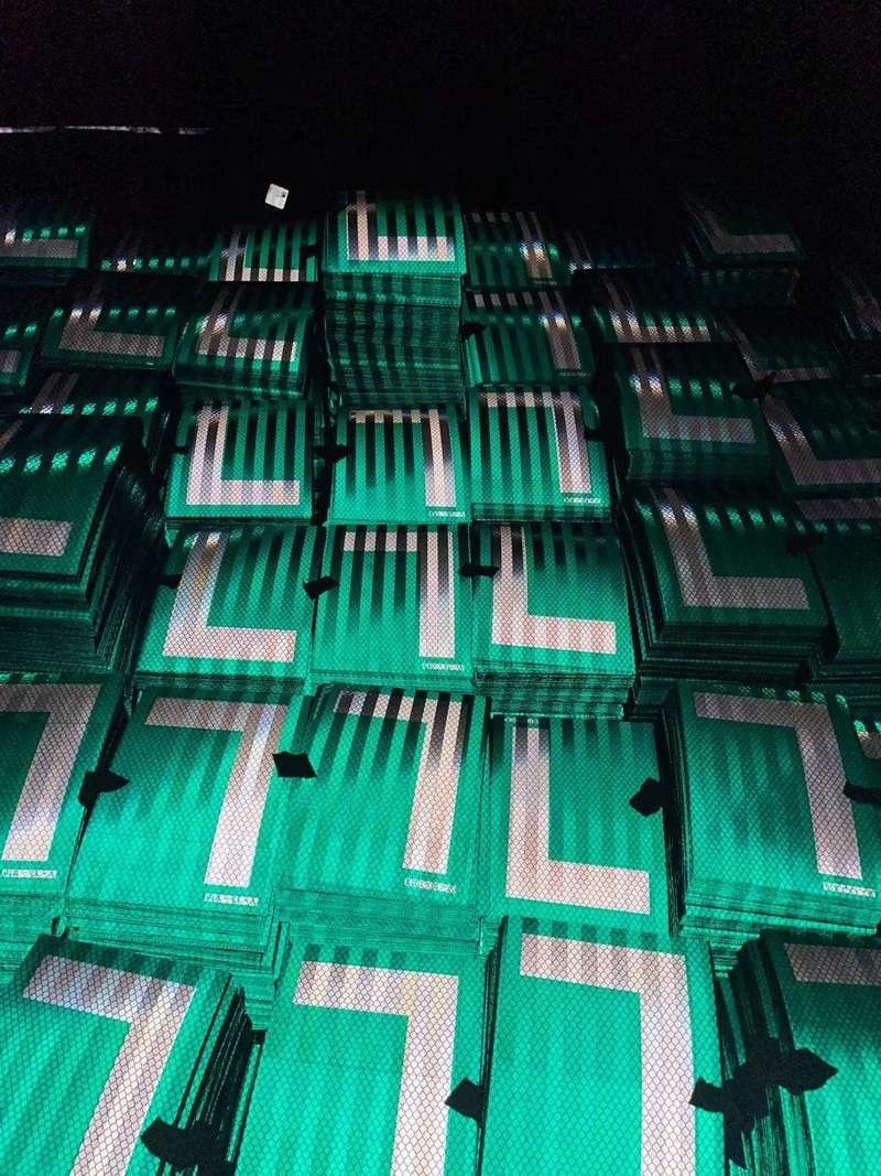 Green and White Reflective L Driver Stickers — product detail