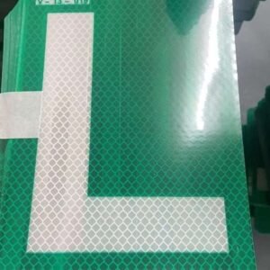 Green and white reflective L marker surface and layout