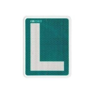 Green and White Reflective L Driver Stickers — product detail