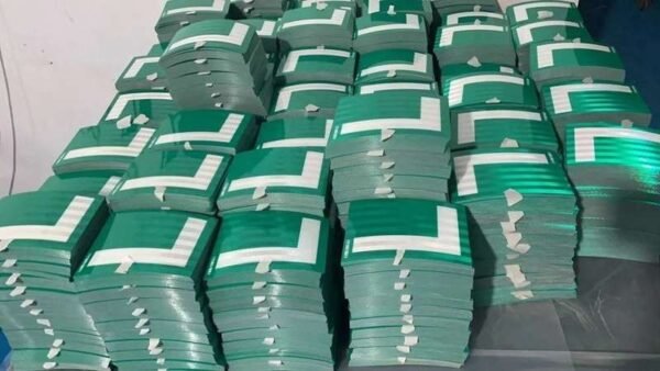 Green and White Reflective L Driver Stickers — product detail