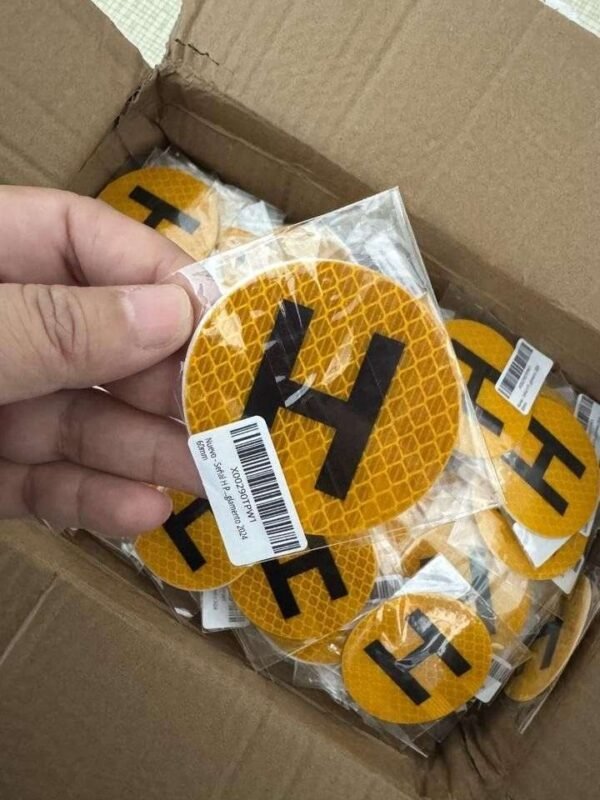 Individually packed yellow reflective H stickers