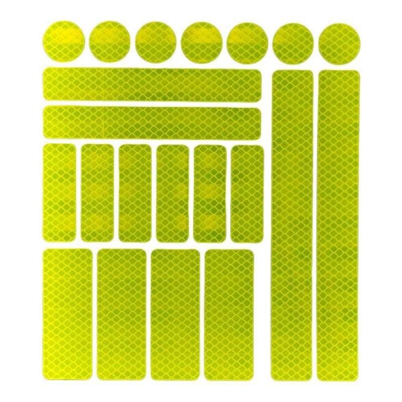 Reflective decal sheet with circles and rectangular strips