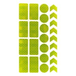 Yellow reflective rectangles circles and chevrons on a sticker sheet