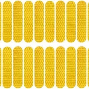 Set of twenty yellow reflective strips with rounded ends
