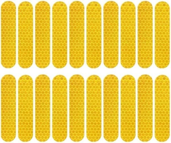 Set of twenty yellow reflective strips with rounded ends