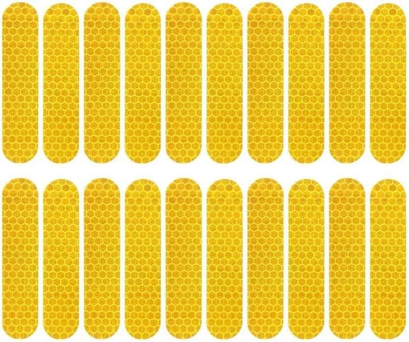 Set of twenty yellow reflective strips with rounded ends