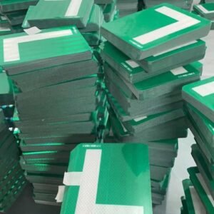 Green and White Reflective L Driver Stickers — product detail