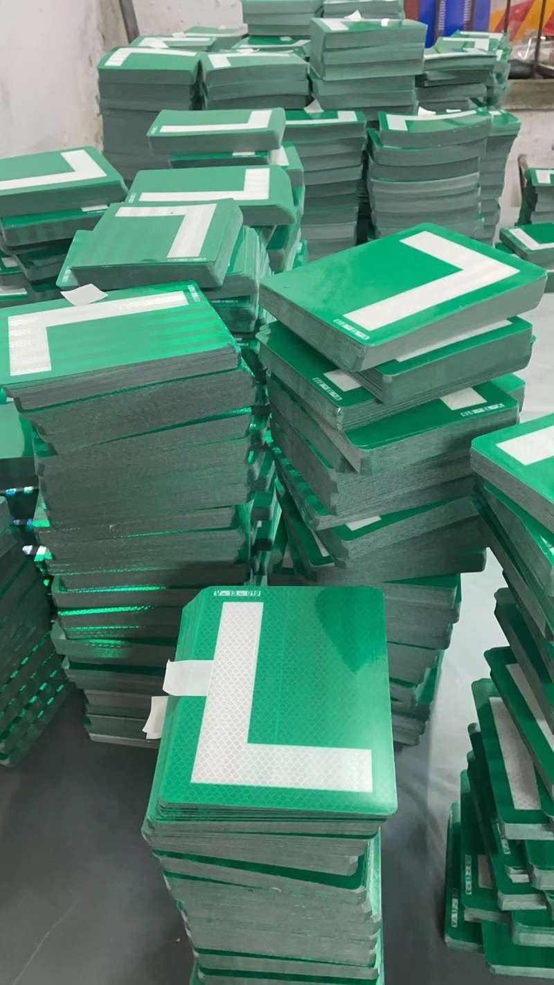 Green and White Reflective L Driver Stickers — product detail
