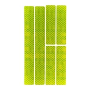 Fluorescent yellow reflective sticker kit with two long and four short strips