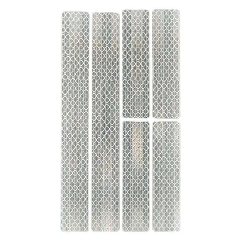 White reflective six-strip sticker sheet