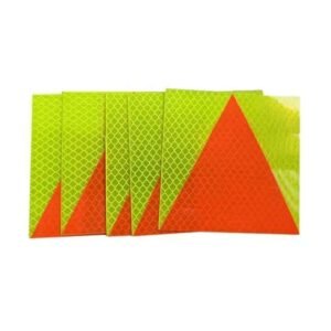 Fluorescent yellow reflective probation plates with orange-red triangles