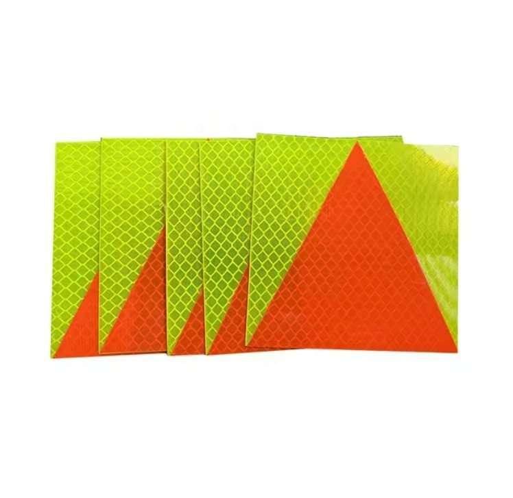 Fluorescent yellow reflective probation plates with orange-red triangles