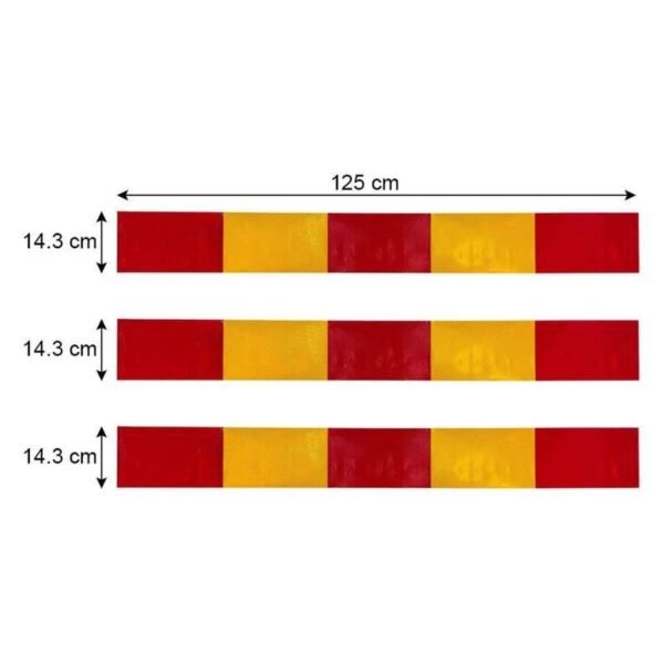 Red and yellow reflective strip 125 by 14.3 cm variant dimensions
