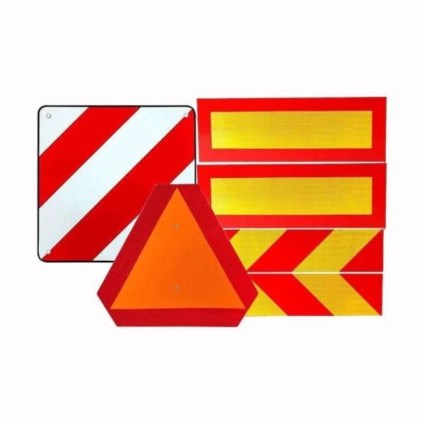 Reflective rear marker range including red-border yellow rectangular panels