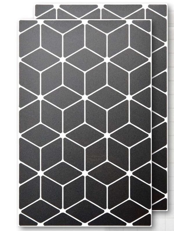 Dark geometric reflective decal panels