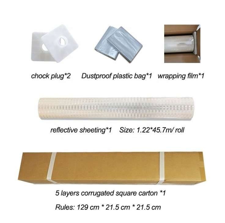 White reflective PVC roll packaging components and carton reference