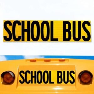 School bus lettering decal and vehicle placement comparison