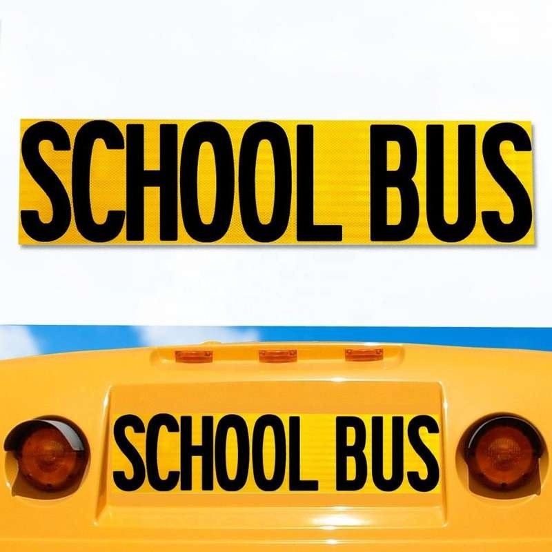 School bus lettering decal and vehicle placement comparison