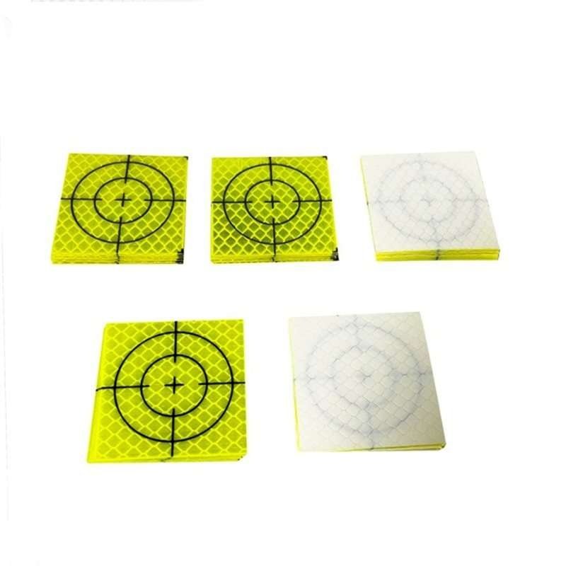 Yellow reflective survey targets and backing detail