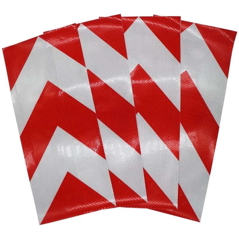 Red and white reflective chevron marking panels