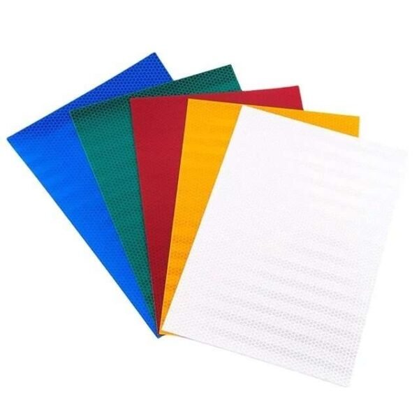 Blue green red yellow and white reflective sheet samples