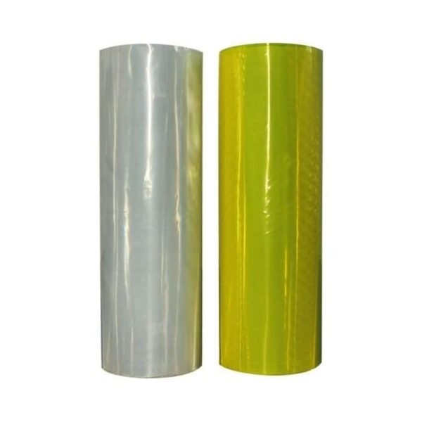 White and yellow reflective roll finish comparison