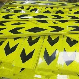 Fluorescent yellow-green arrow strips shown in an unfolded layout