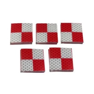 Red and silver checkerboard reflective survey target stickers
