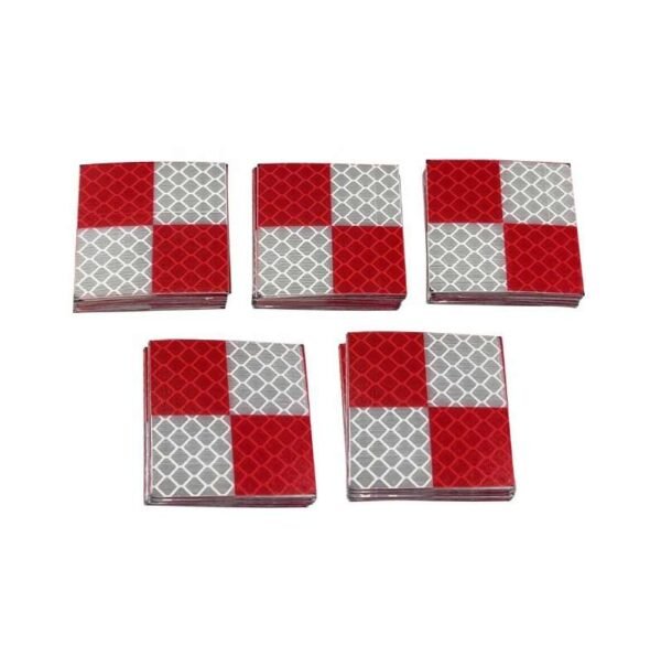 Red and silver checkerboard reflective survey target stickers