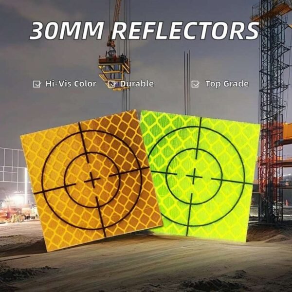 Illustration of 30 mm reflective crosshair targets for construction surveying