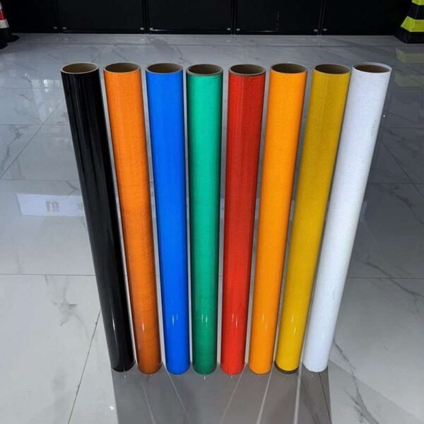 Commercial glass-bead reflective vinyl rolls in multiple colors