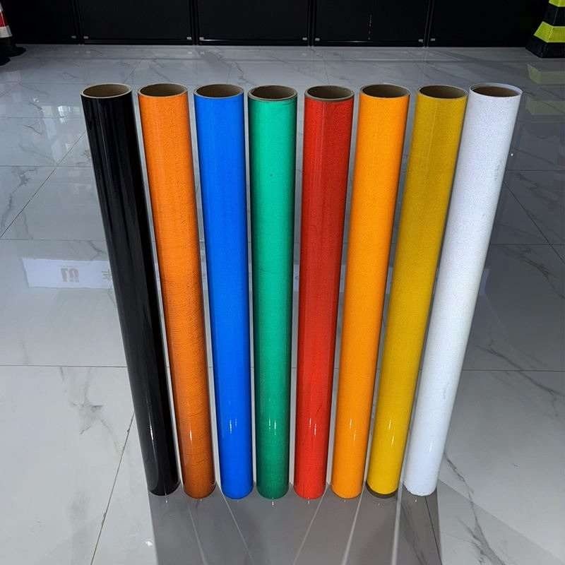 Commercial glass-bead reflective vinyl rolls in multiple colors