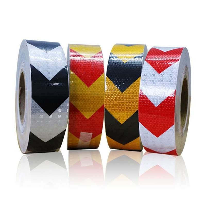 Chevron reflective tape rolls in contrasting color combinations