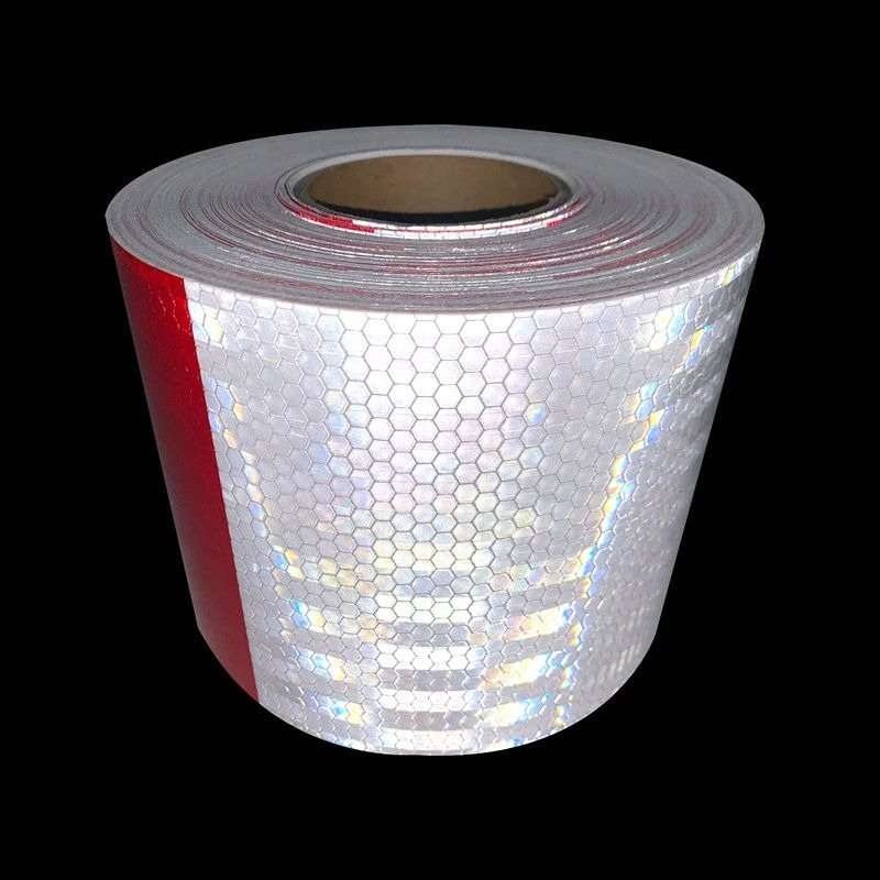 15 cm Red and White PVC Honeycomb Reflective Tape — product detail