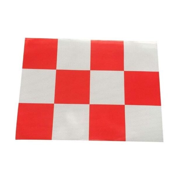 Red and white checkerboard panel detail